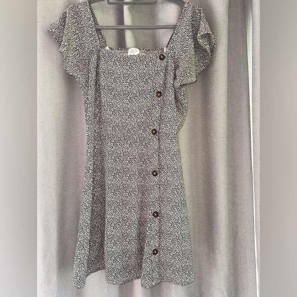 Sienna Sky Black and White Mini Dress with Buttons